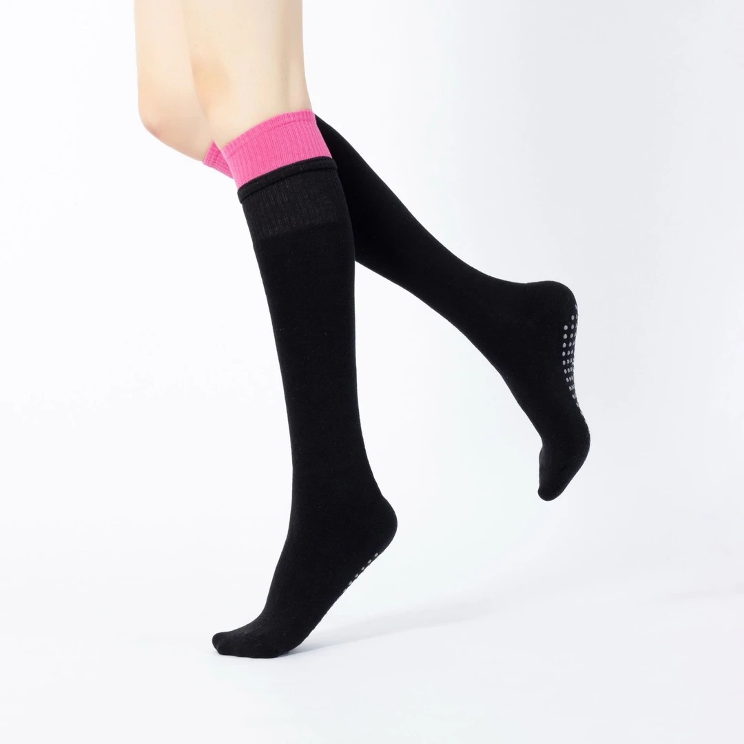 2025春新款裸感全毛圈及膝瑜伽袜保暖防滑撞色地板袜美腿经典百搭