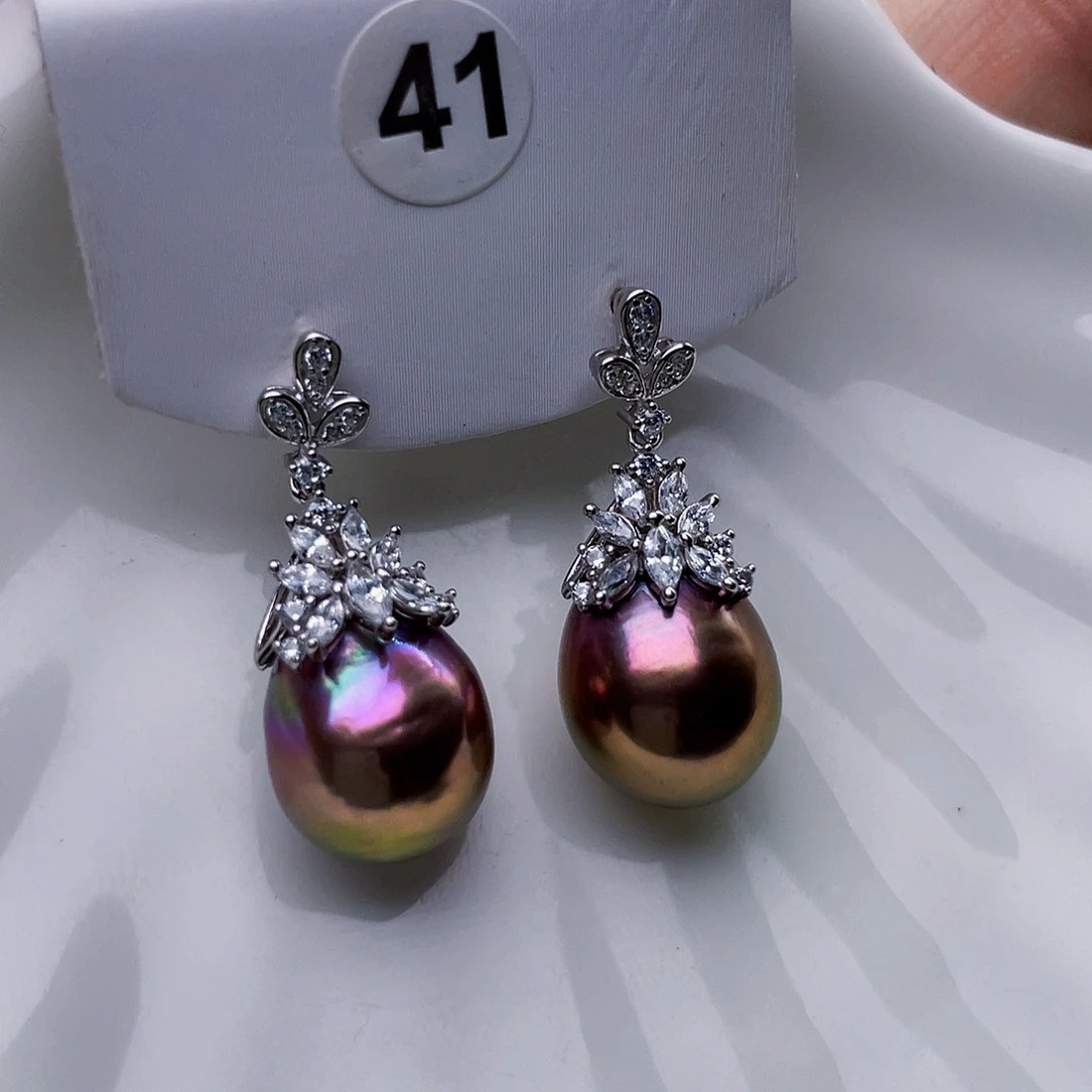 淡水珍珠耳饰银S925镶嵌嗷****浪