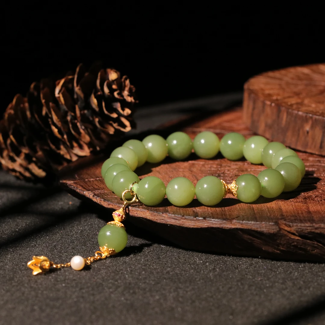 【泓贝珠宝-L938】和田玉圆珠设计款手串