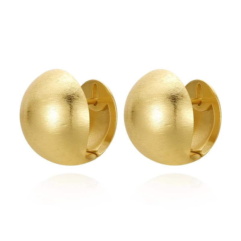 VIGG 铜合金耳饰 拉丝圆球耳环 气质时尚简约百搭小众设计感