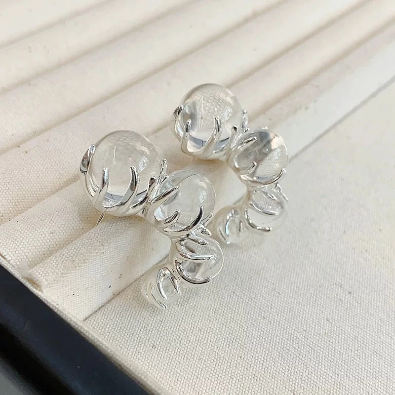 铜合金耳饰 轻奢高级感冰透串珠设计感小众冷淡风耳环2940