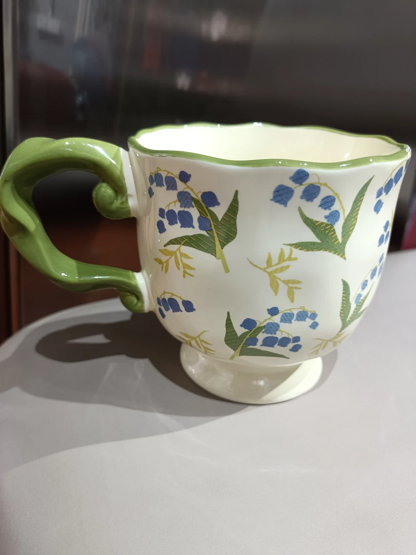 复古繁花花卉陶瓷马克杯高脚杯家用咖啡杯茶杯喝水杯子伴手礼物