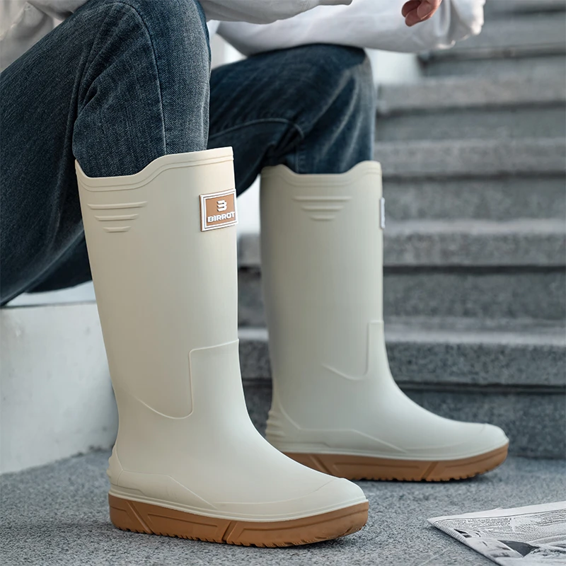 BIRROT英伦高筒雨鞋男长筒雨靴加绒棉套水靴赶海保暖胶鞋钓鱼水鞋