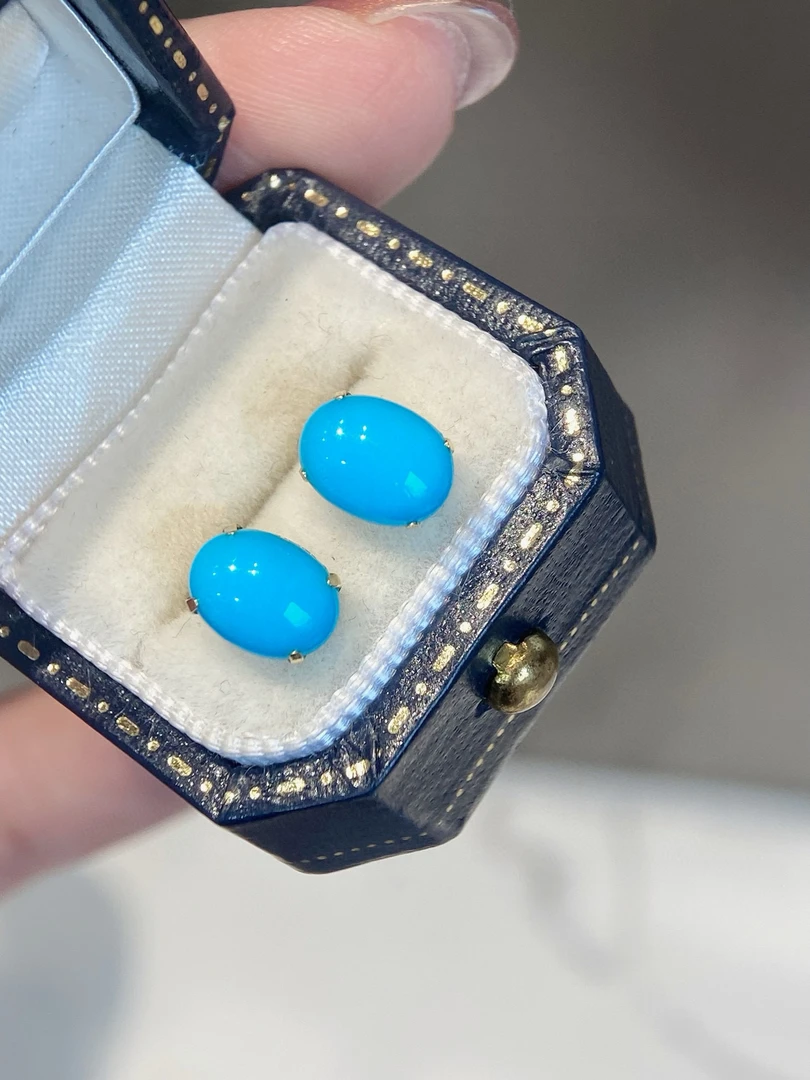 哈喽麦兜 18k金绿松耳钉 2克拉 经典百搭显肤色 多样性发货