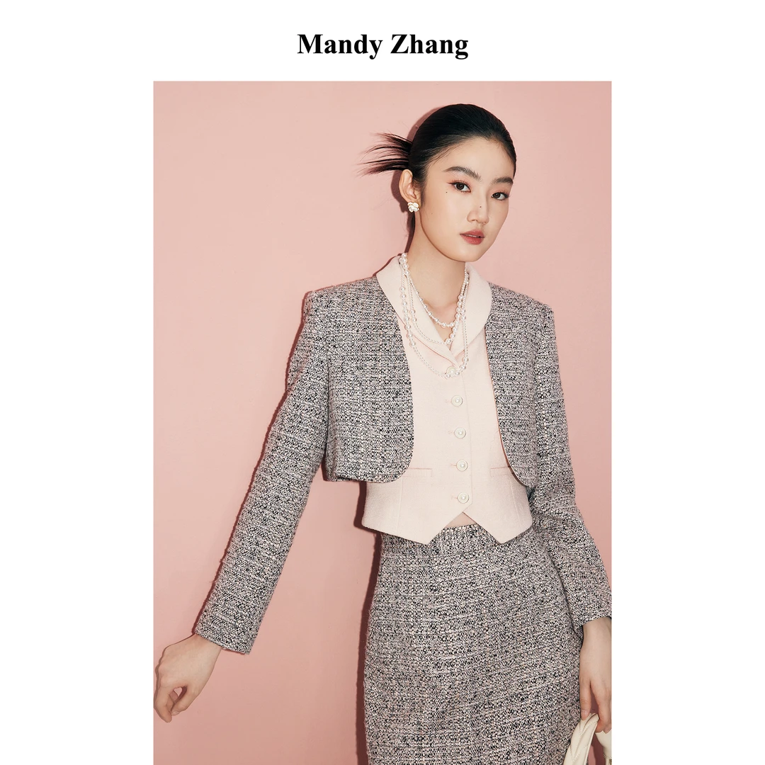 【达人专属】MandyZhang短外套女2024春秋季编织上衣MWT0418