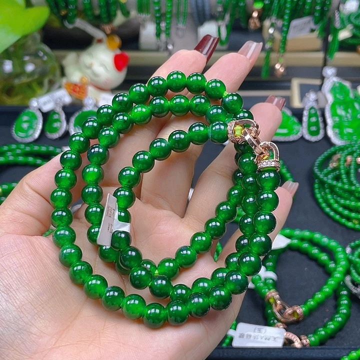 翡翠未镶嵌颈饰翡翠圆珠项链8