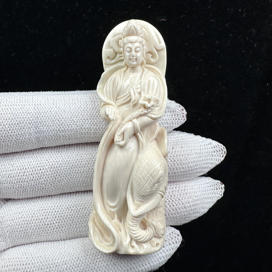 H1043天然猛犸牙普贤菩萨龙蛇普贤20x66mm16.9克支持鉴定 假一罚