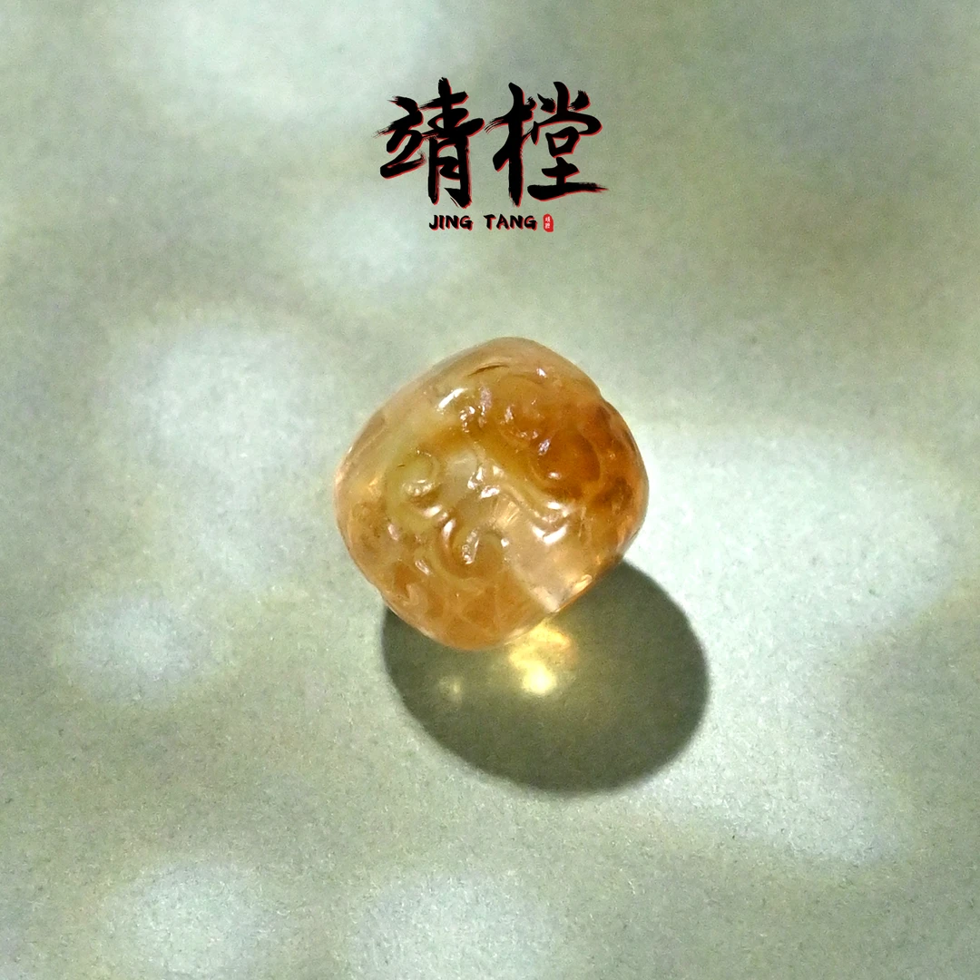 8/10MM黄塔晶雕刻回纹老型桶珠文玩椰蒂手串手链配饰配珠单珠散珠