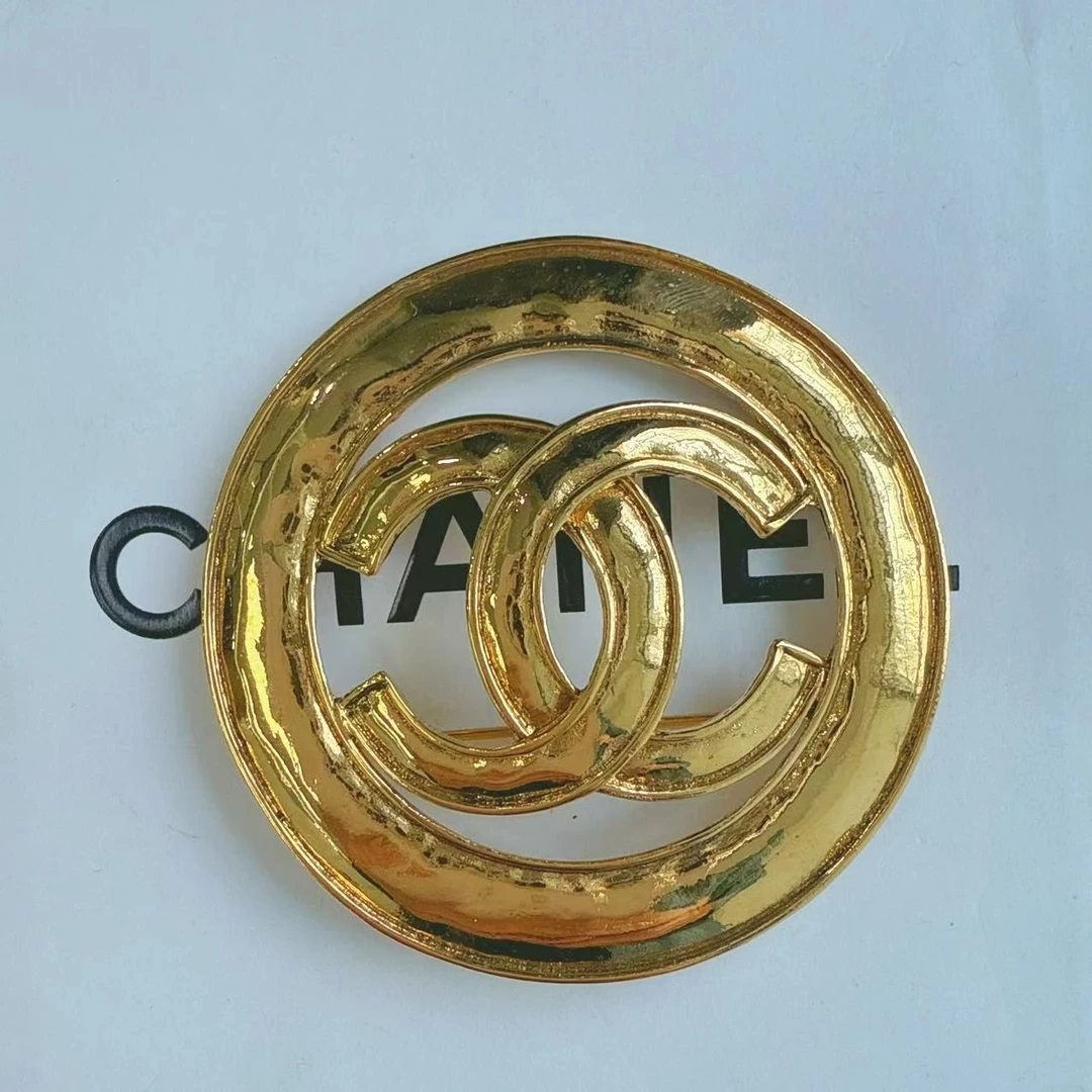 95新 Chanel/香奈儿 Chanel vintage香奈儿中古素金双c胸针