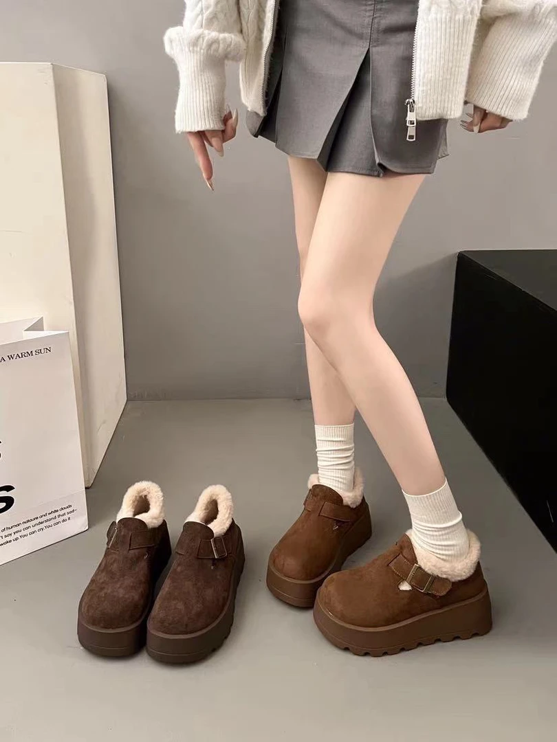 恩熙·R厚底懒人复古大头时尚保暖鞋823-18