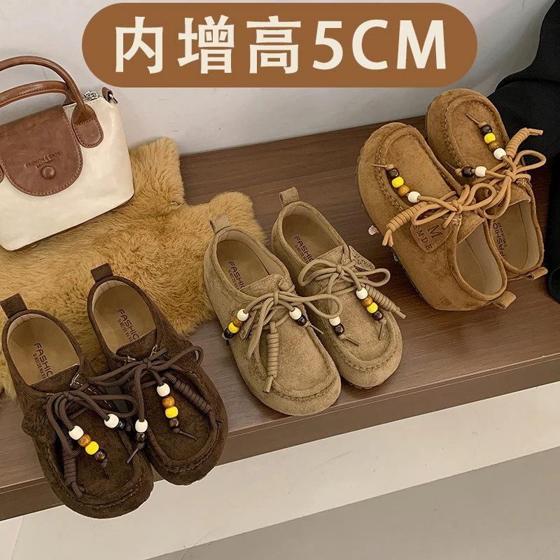 内5厘米2025秋季新款复古勃肯鞋透气百搭包头单鞋女