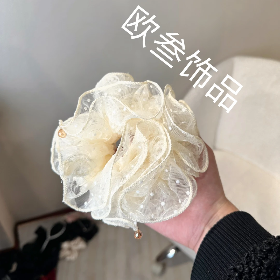 dcq695玫瑰蕾丝四层大肠圈单圈发饰高级百搭精致丸子头