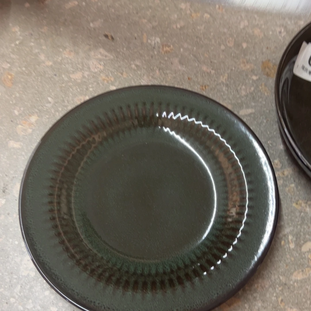 新骨瓷025微瑕麟彩绿8.25寸平盘