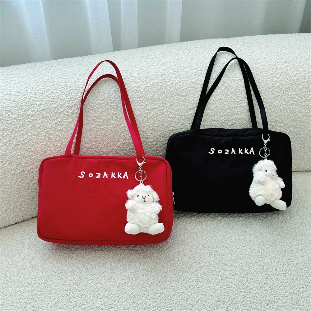 韩国ins新年过年简约大容量红色单肩包 09288