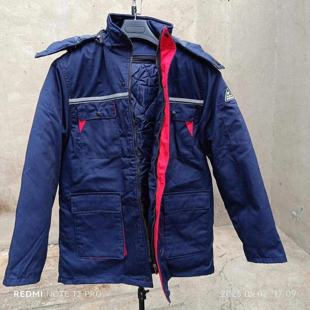 冬季加厚防静电工作服活里活面保暖可拆卸劳保中长款棉服棉袄防寒