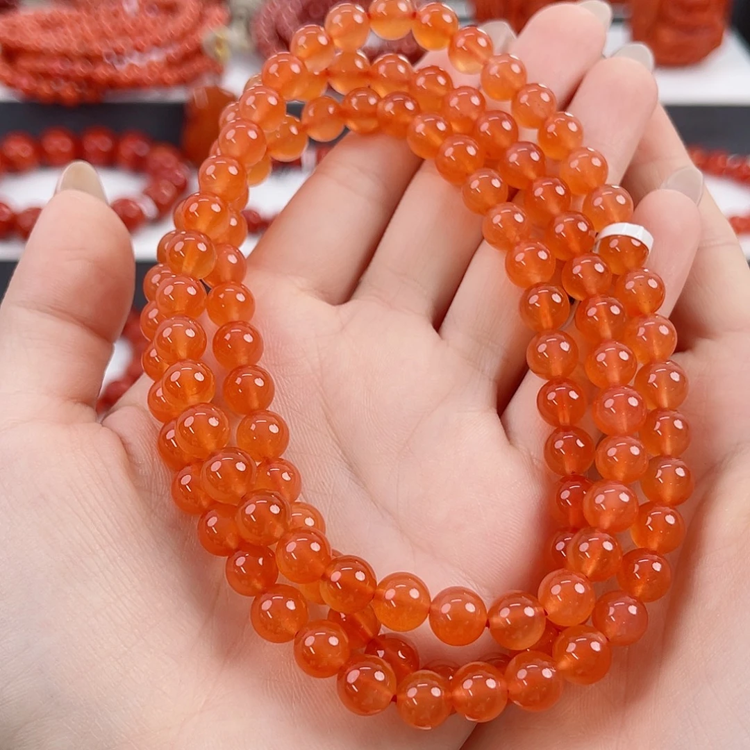 未镶嵌保山河湾冰红芬达色7mm多圈南红玛瑙