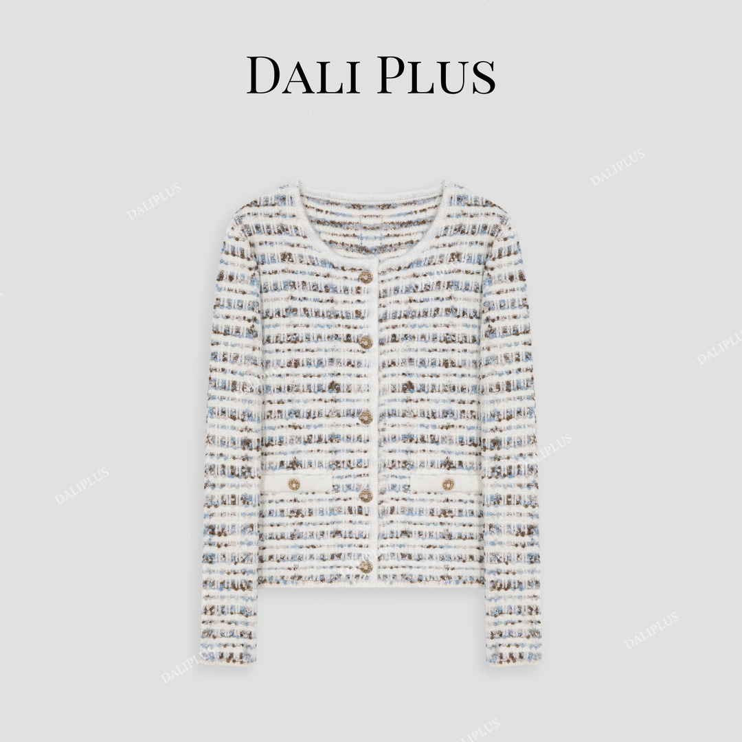 DALI PLUS法式经典高级感羊 毛小香风针织开衫外套-D4MM0611