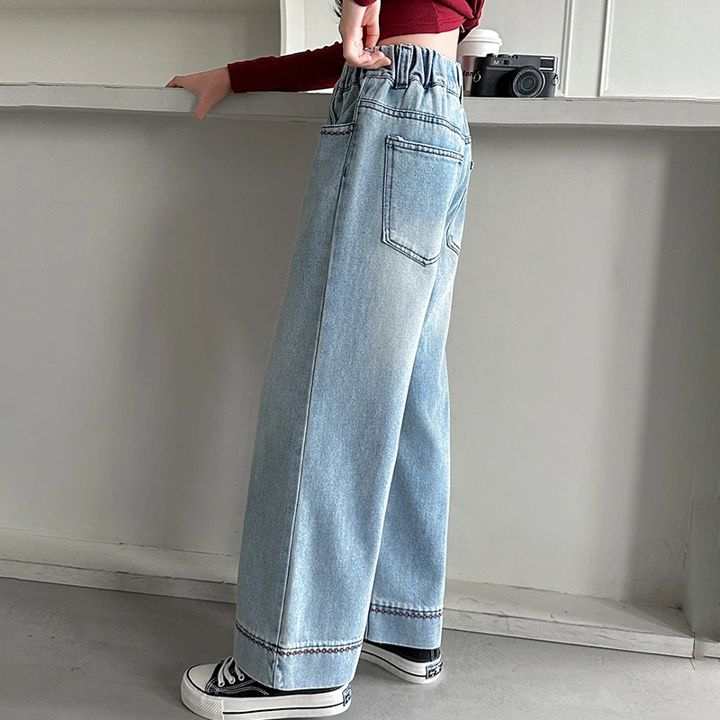 儿童秋装2025年新款大女童装薄款裤子春秋款水洗牛仔裤秋季直筒裤