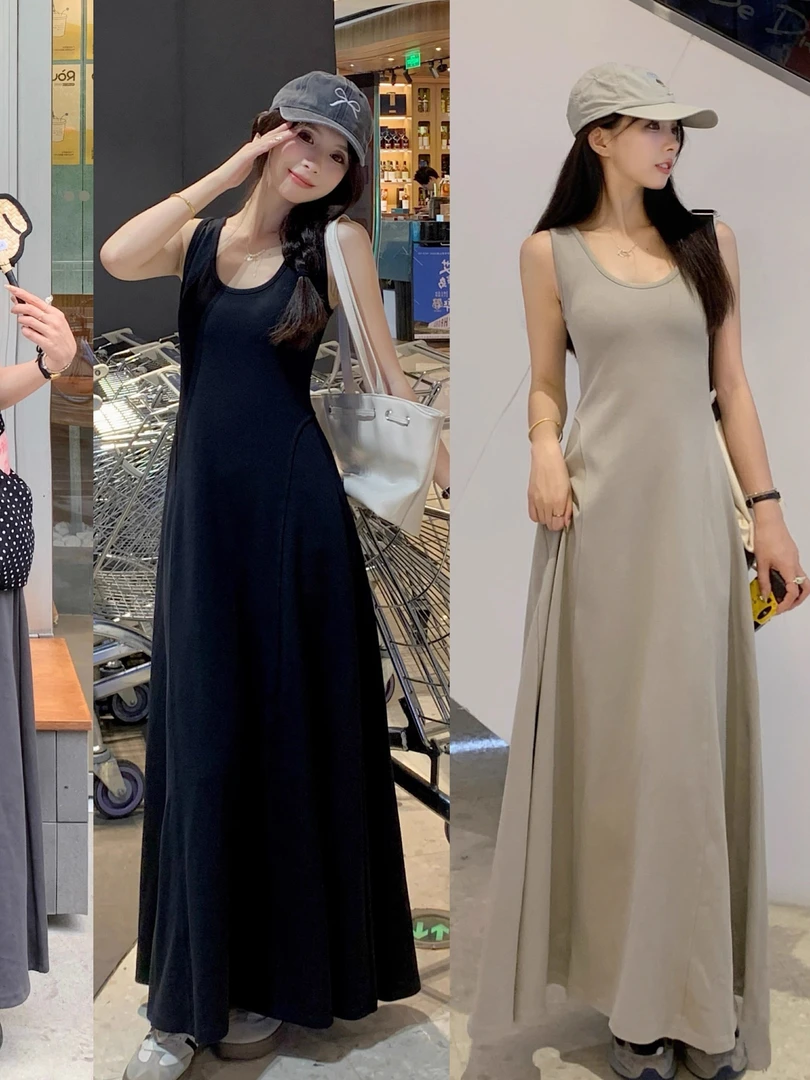 【24005】仟#休闲百搭修身背心连衣裙