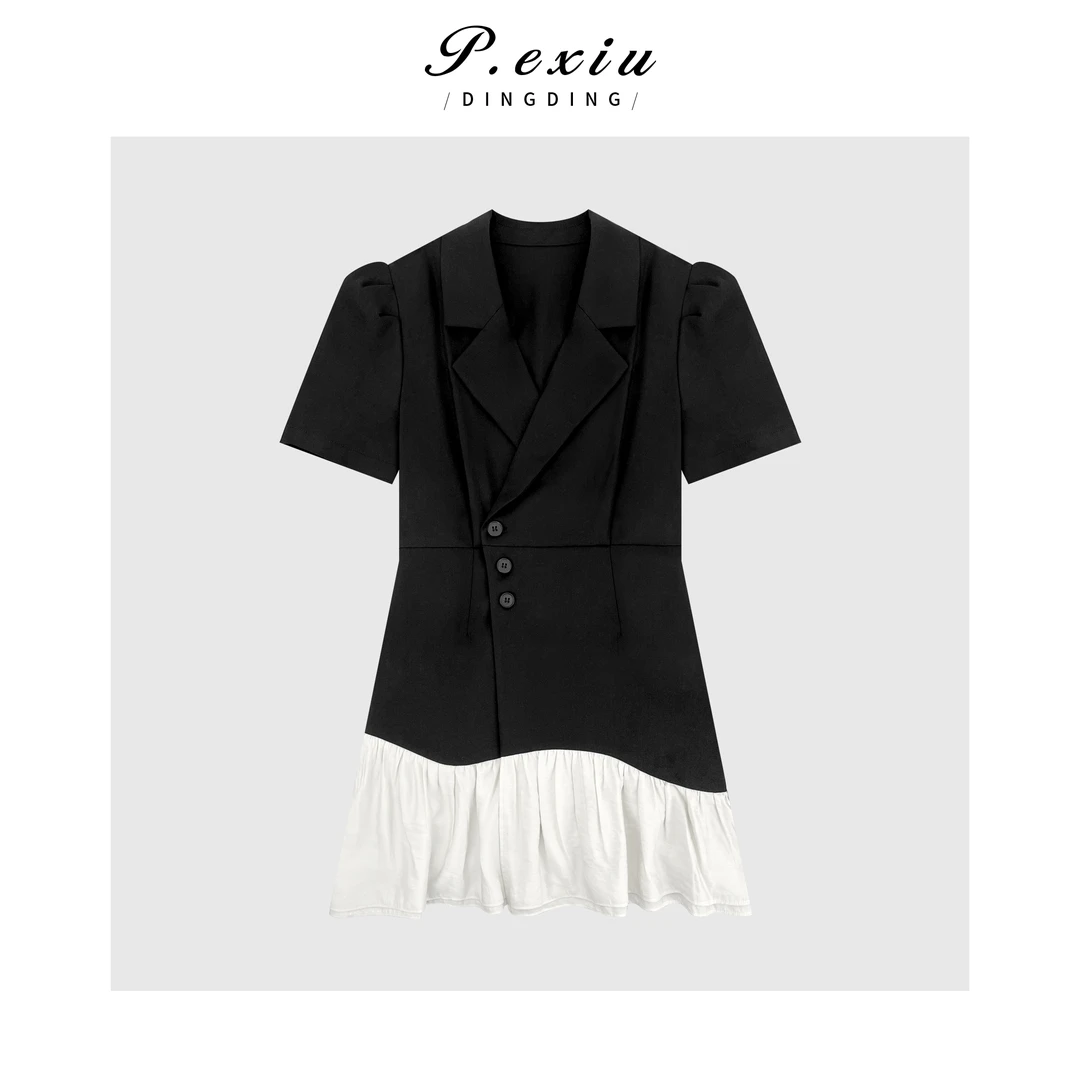 法式高级感西装拼接连衣裙 M8693