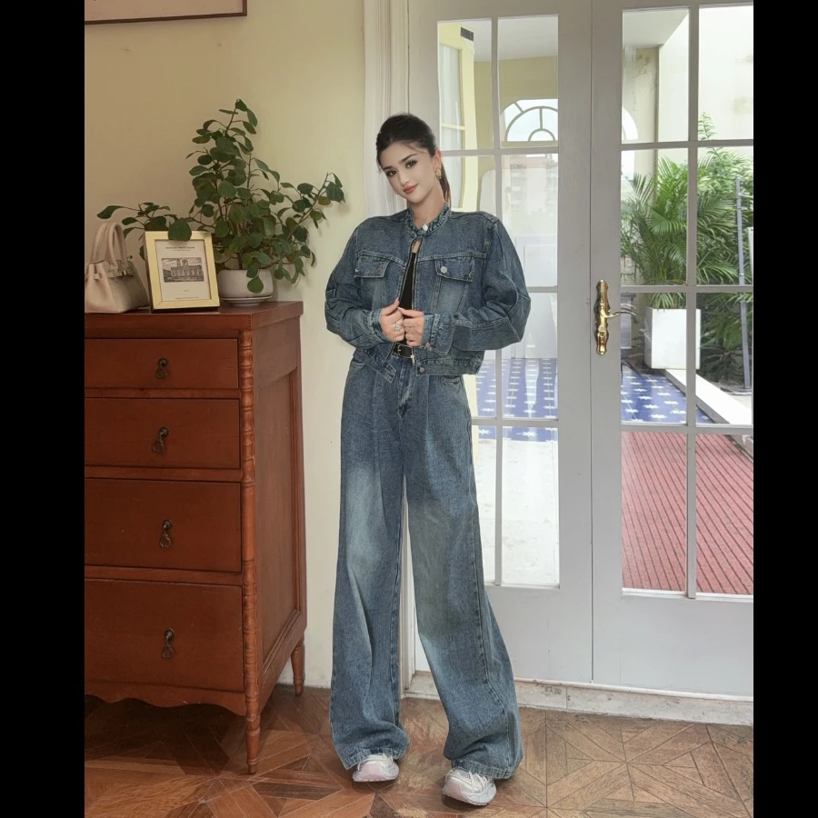 欧美风春季短款直下摆上衣女直筒INS风短外套拖地