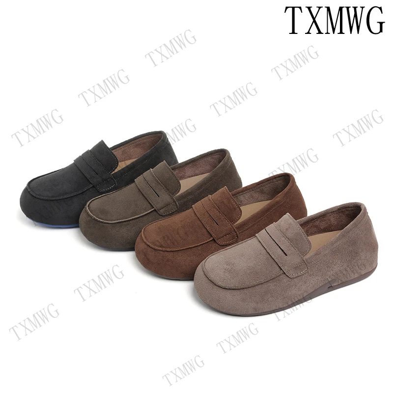 【退货补运费】TXMWG 4公分手工小皮鞋棕色复古英伦乐福鞋女鞋