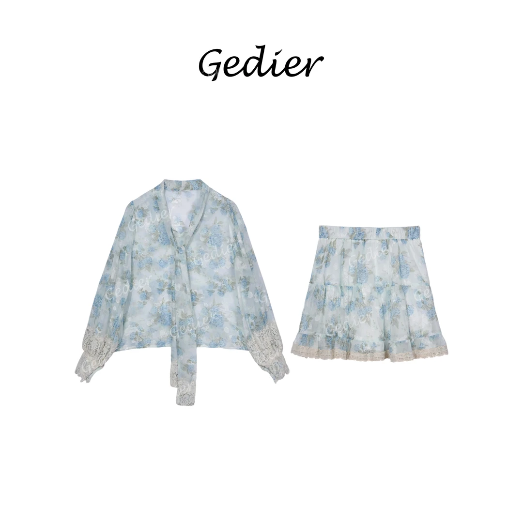 【歌蒂尔Gedier】千金碎花套装上衣+短裙2025春季欧若风 DG510598Y