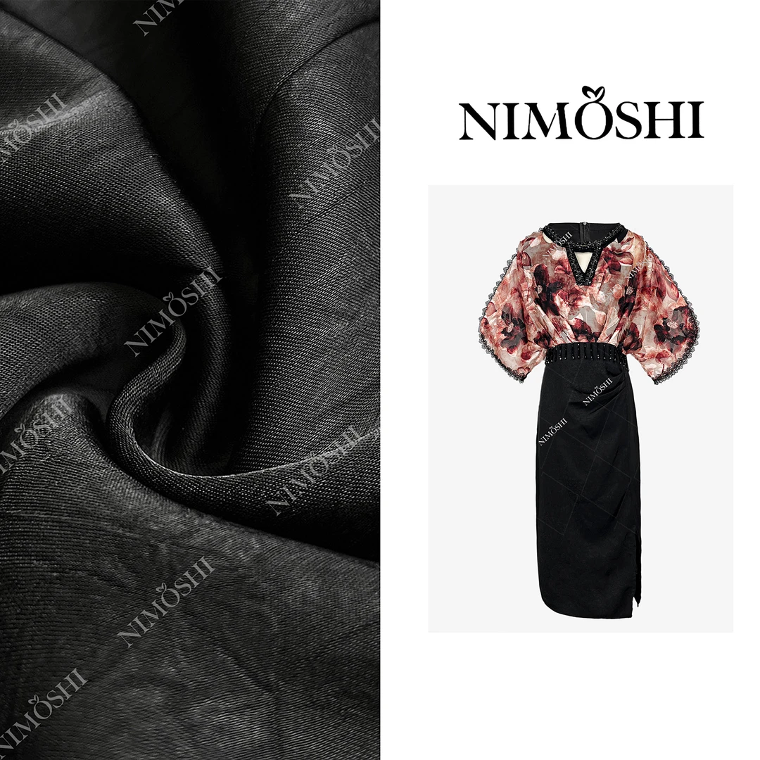 Dan总 新款名媛风网纱花边流苏设计钉珠气质显瘦连衣裙Q2139