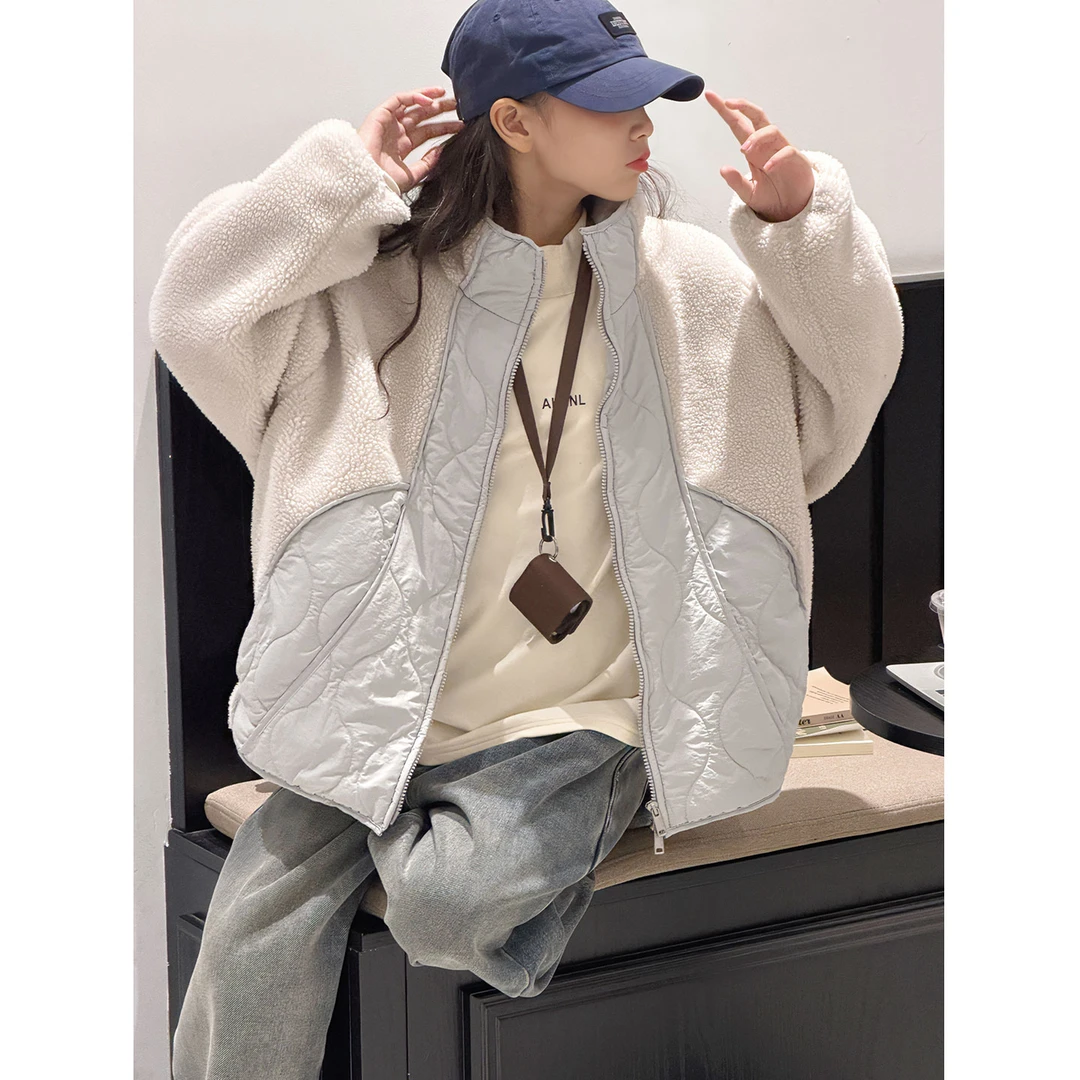 K29932孙小美拼色女童外套2025秋冬装新款儿童毛毛衣服加厚