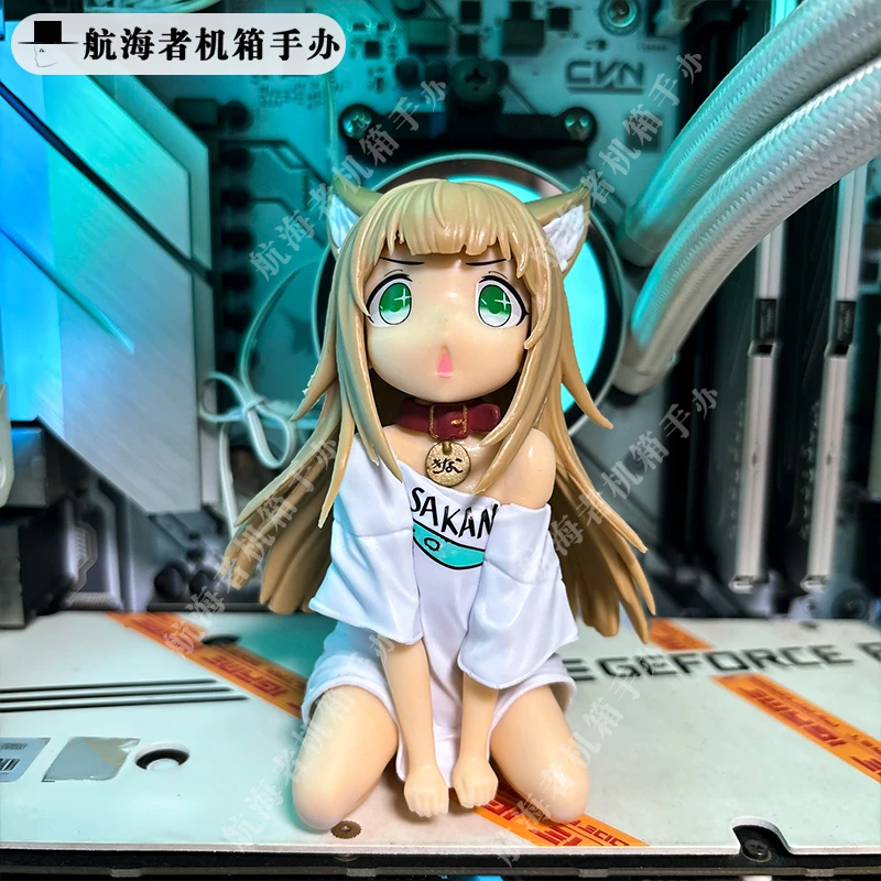 二次元动漫美少女周边新款星眼黄豆粉猫娘机箱手办海景房显卡摆件