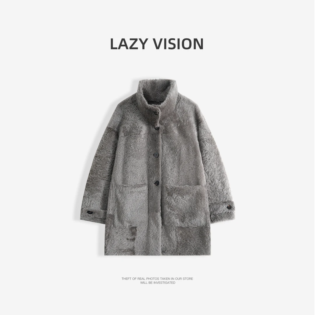 LAZYVISION中长款小羊一体百搭女士外套ZMD-34490