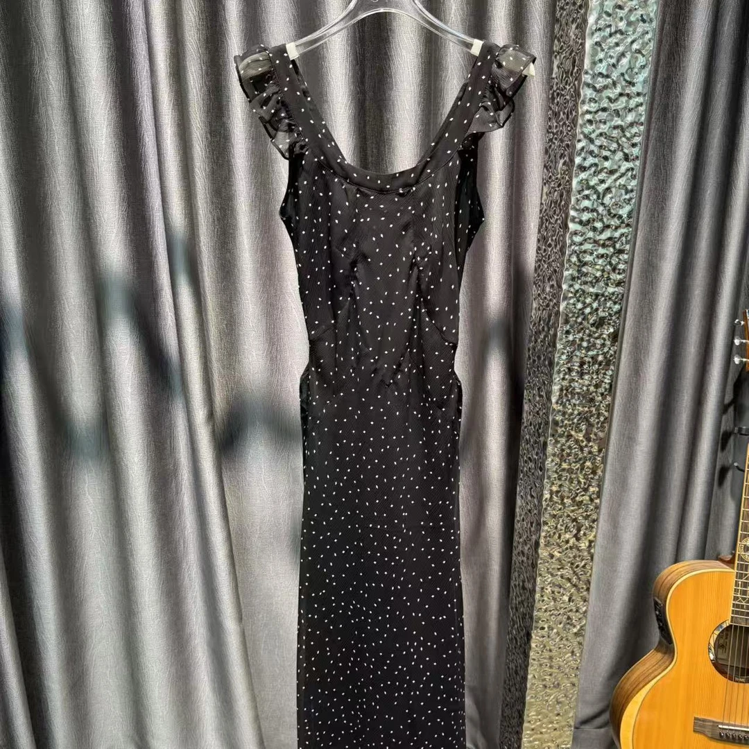 【发花专属】2025年设计师款经典百搭高级黑色满天星连衣裙