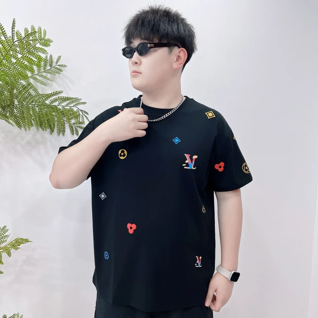 大码男装 夏季新款轻奢潮牌半袖 男士加大圆领短袖72616