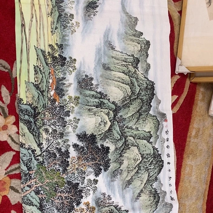 国画小青绿山水横幅