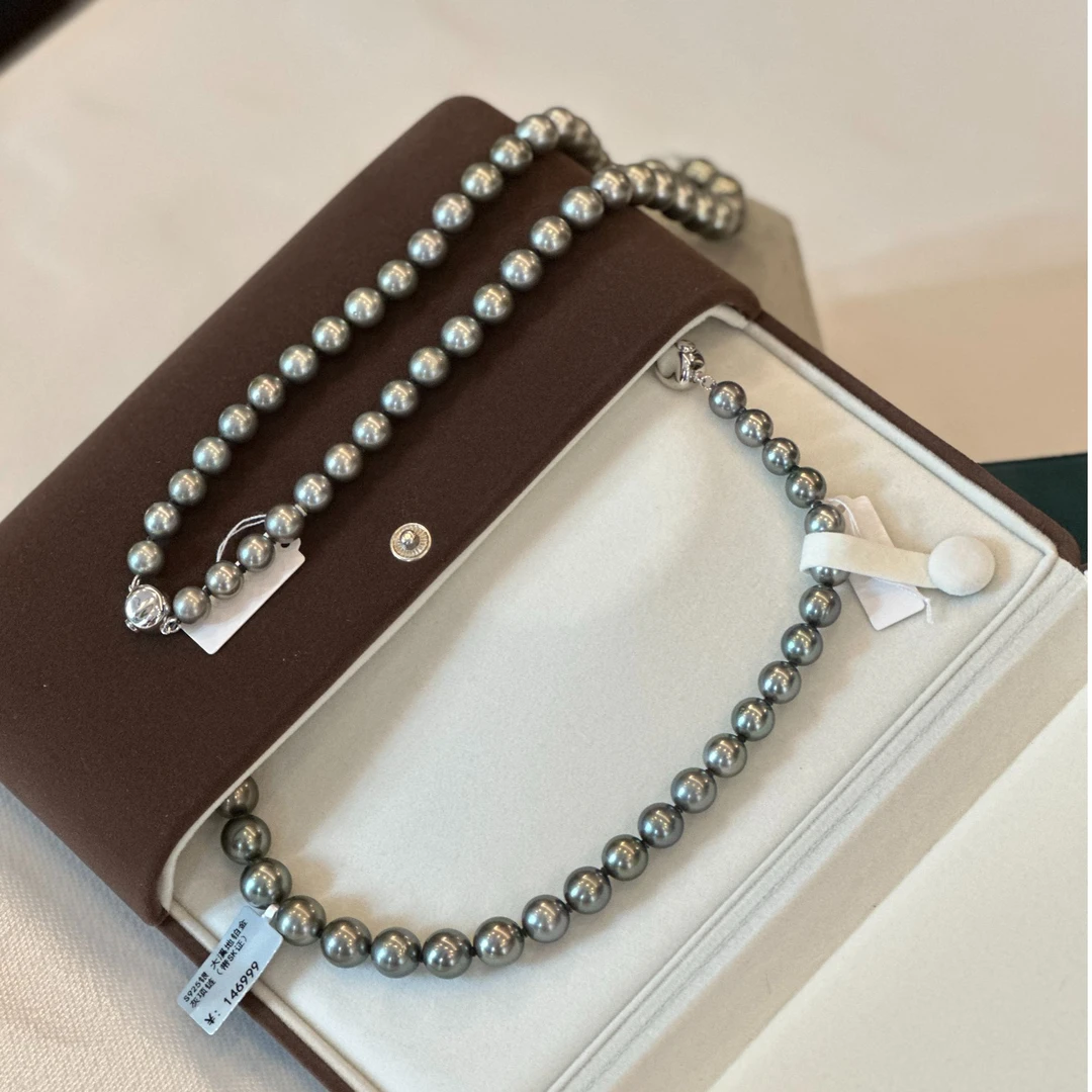 S925银 大溪地铂金灰项链（带SK证）8-11mm D062