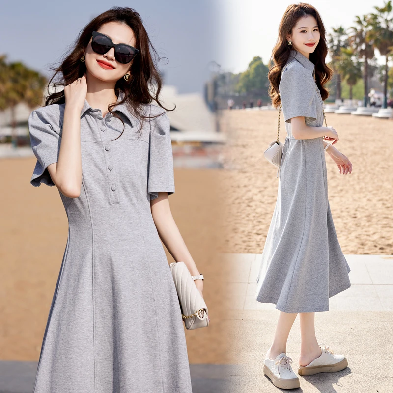 连衣裙女装2025年夏季夏天衣服新款女人味修身显瘦短袖针织连衣裙