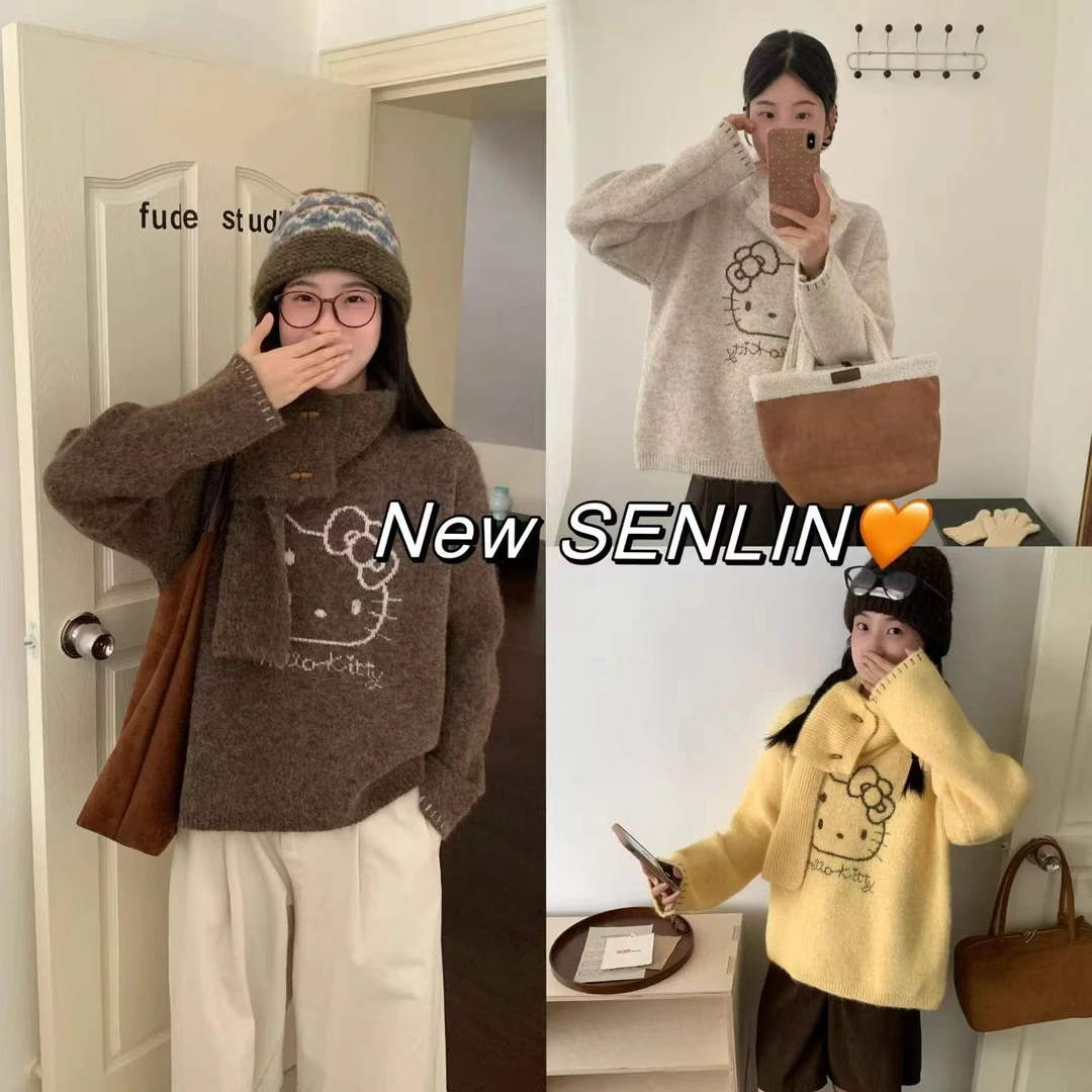 长袖猫毛衣针织休闲保暖时尚卡通动漫套头宽松厚款8810