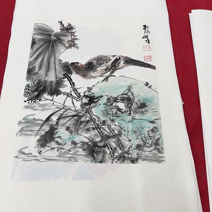 国画花鸟等多种鸟类的栖息