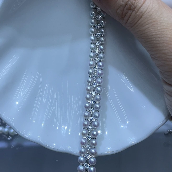 淡水珍珠银S925镶嵌颈饰六*