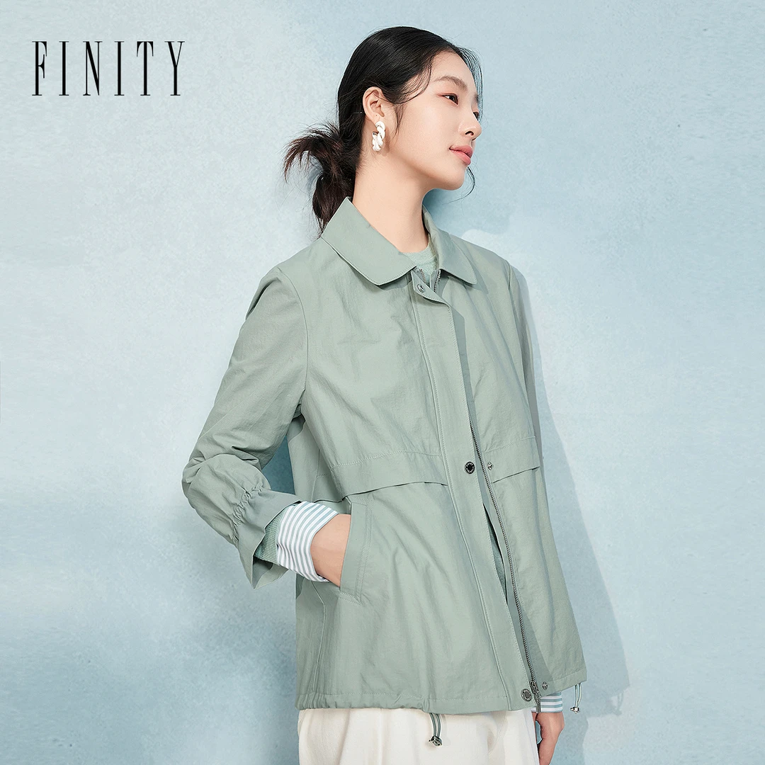 FINITY菲妮迪【商场同款】风衣长袖短款时尚休闲百搭女士夏季宽松