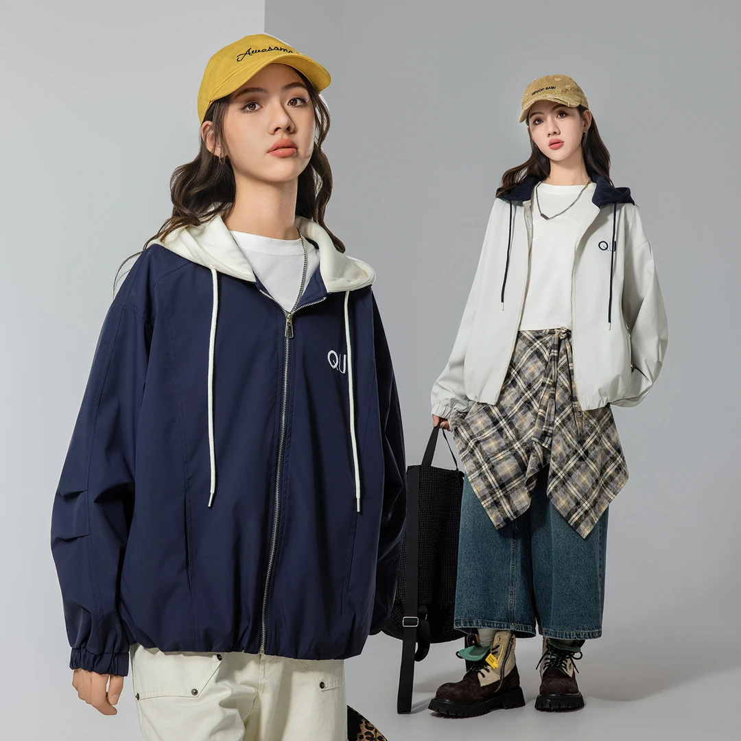 青少年初中生休闲外套2025新款12-15岁少女装时尚连帽秋装上衣