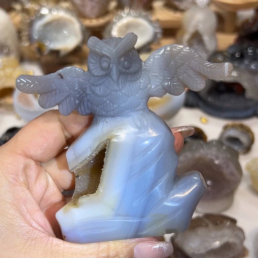 玛瑙/玉髓足铂镶嵌摆件