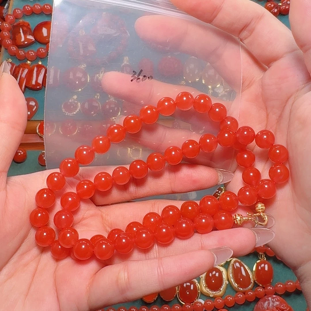 南红玛瑙银S925镶嵌8+