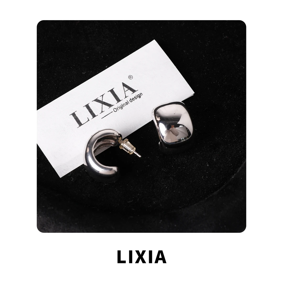 925银耳饰 LIXIA【小方糖】银针925银主体镀金材质耳饰-D7815