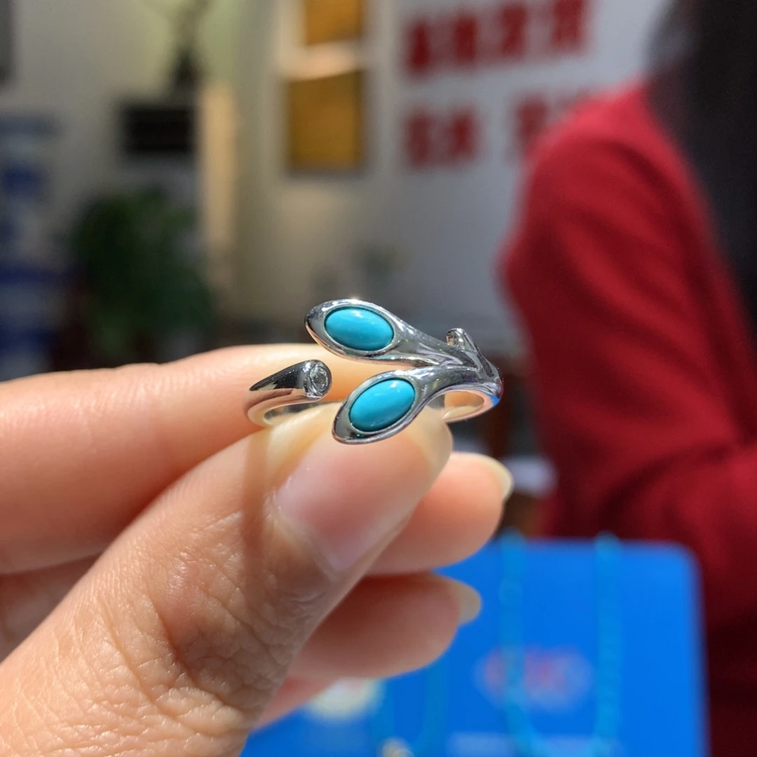 银S925镶嵌绿松石戒指