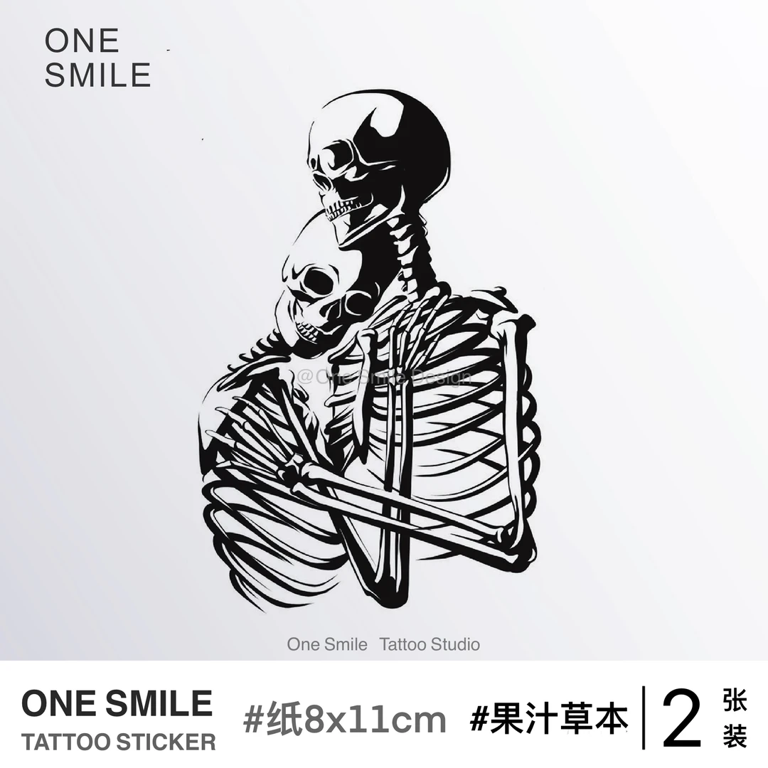 ONESMILE 依靠 骷髅草本果汁纹身贴防水持久手臂情侣花臂刺青性感