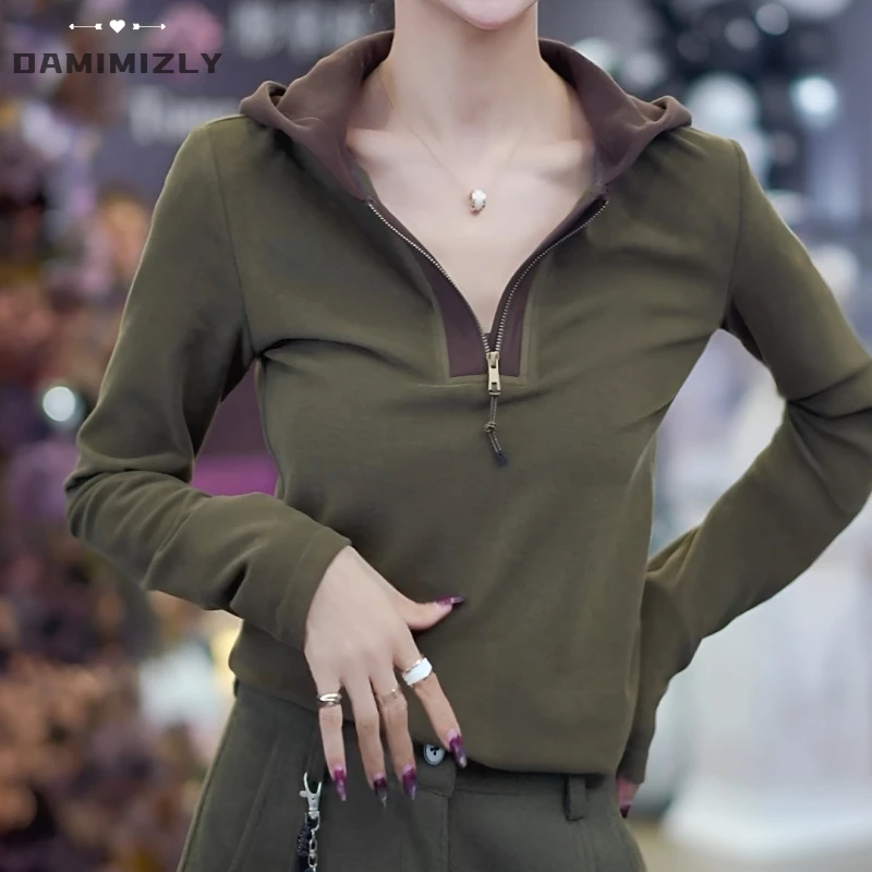 【美丽小衫】秋冬2025新款羊毛厚实拼色连帽通勤百搭外套休闲时尚