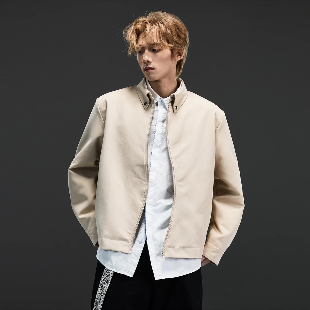 高级感S型拉链短款外套男生痞帅秋季美式高街潮牌cleanfit夹克