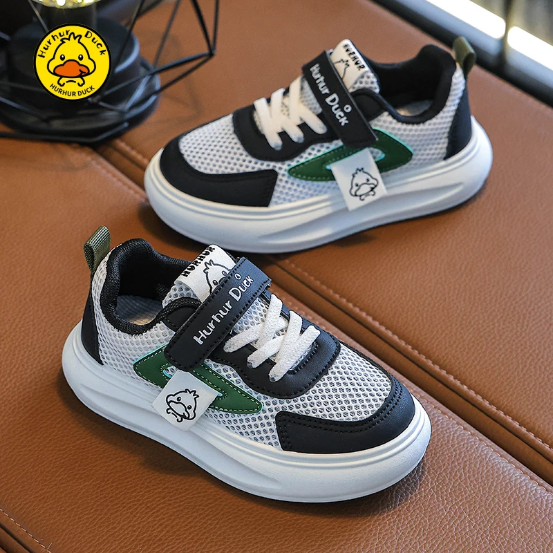 小黄鸭儿童运动鞋2025夏季新款中大童网面透气单网镂空男孩鞋子潮