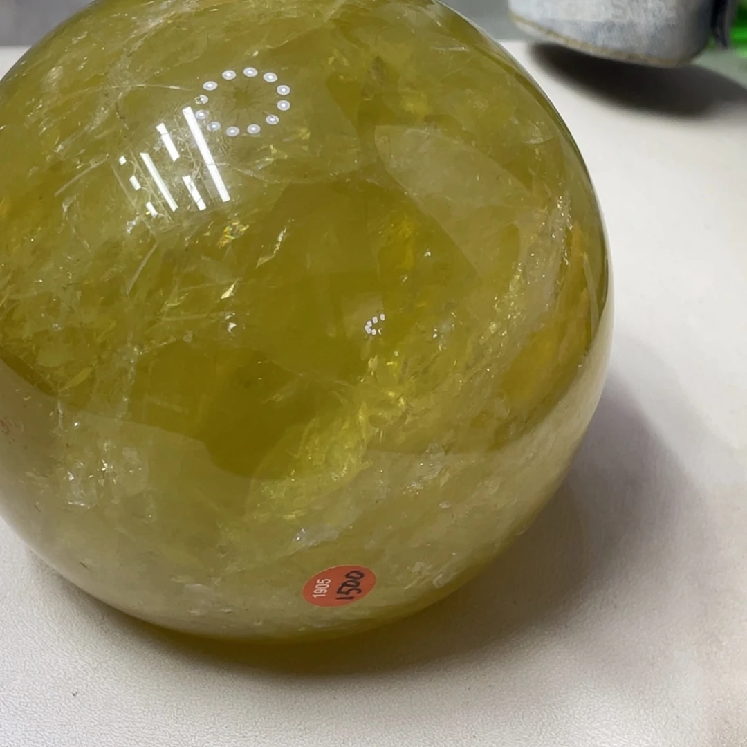 水晶珠宝半成品未镶嵌老**龚MM黄水晶球C1905